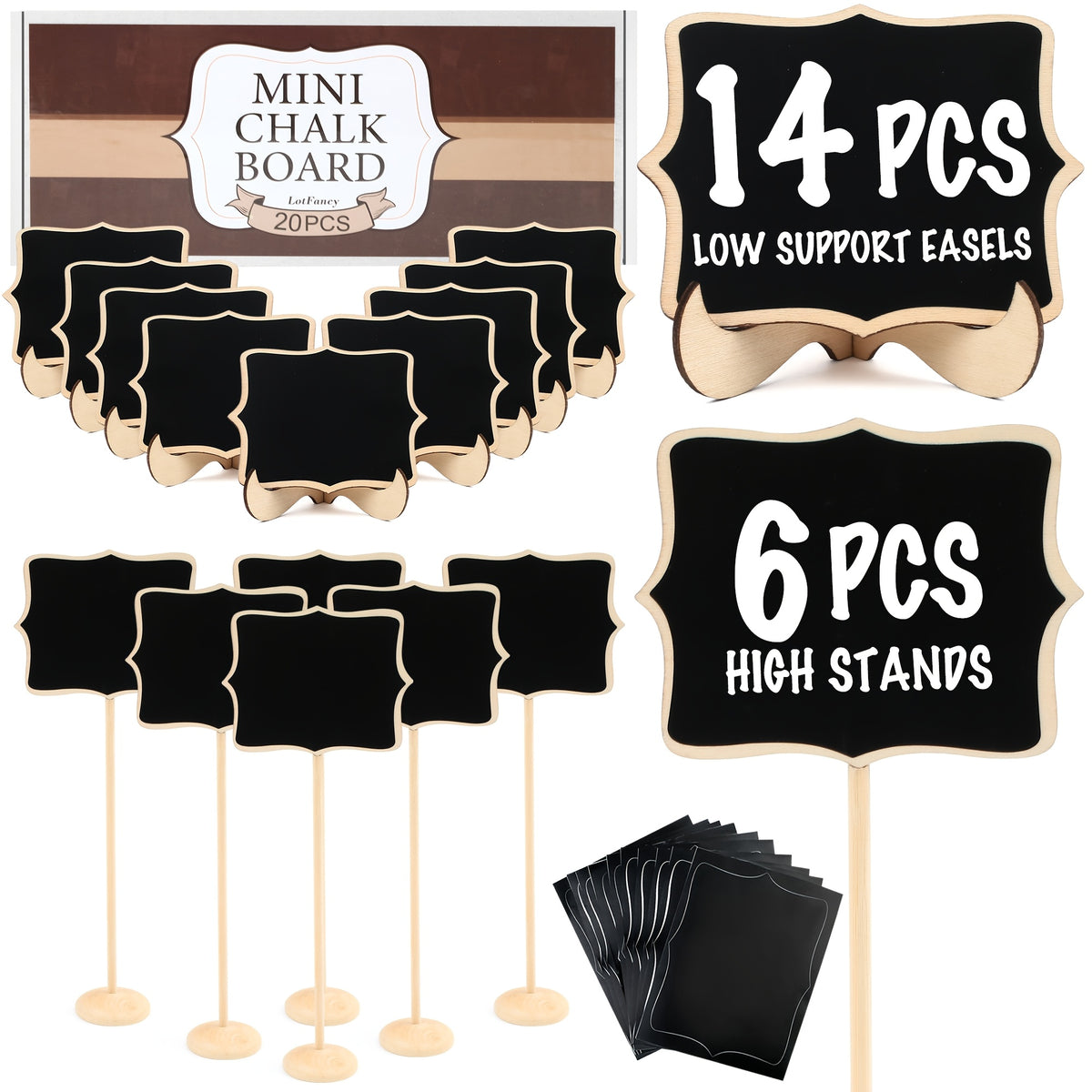 Mini Chalkboard Signs with Easel Stand 20 Pack Reusable Table Number Food Labels for Wedding Birthday Party Buffet Christmas Halloween Event Decoration