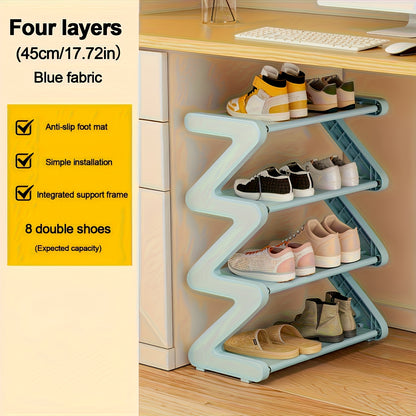 4-Tier Shoe Rack Organizer for Entryway, Upgraded Metal Tube Shoe Shelf with Thickened Plastic Parts, Multi-Layer Freestanding Shoe Storage for Bedroom Hallway Dormitory Closet, Space Saving Shoe Stand, Multiple Colors