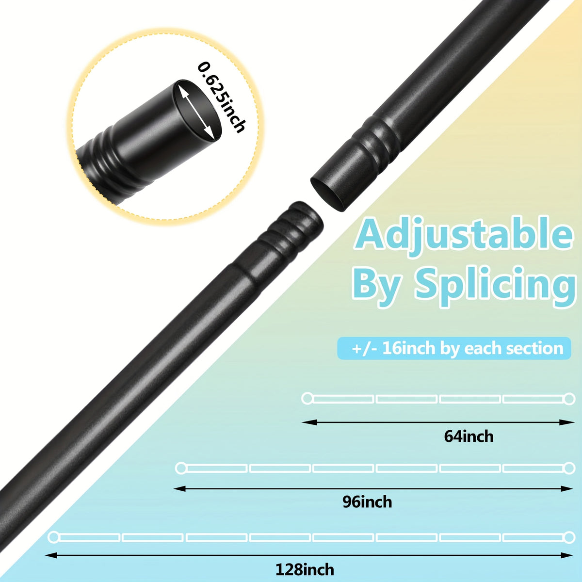 Tension Curtain Rod No Drill 66 to 120 Inch – Adjustable Spring Curtain Rod with Strong Adhesive Brackets, Damage-Free Installation, Heavy-Duty Stainless Steel, Perfect for Apartments, Dorms & Renters