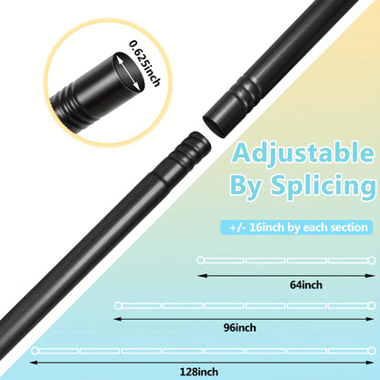 Tension Curtain Rod No Drill 66 to 120 Inch – Adjustable Spring Curtain Rod with Strong Adhesive Brackets, Damage-Free Installation, Heavy-Duty Stainless Steel, Perfect for Apartments, Dorms & Renters
