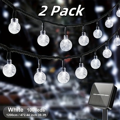 Solar String Lights Outdoor Crystal Ball 100-200 LED IP44 Waterproof Garden Patio Yard Balcony Camping Party Decor Warm White Multicolor Purple