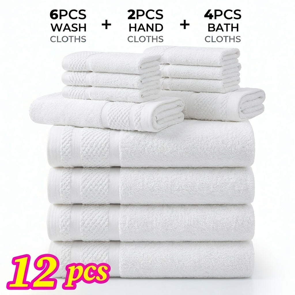 Bath Towel Set 12 or 24 Piece Hotel Quality Cotton Highly Absorbent Quick Dry – Bath Towels Hand Towels Washcloths for Hotel Spa Gym Home Bathroom Dark Gray White Orange Blue Purple Navy