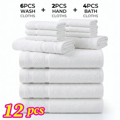 Bath Towel Set 12 or 24 Piece Hotel Quality Cotton Highly Absorbent Quick Dry – Bath Towels Hand Towels Washcloths for Hotel Spa Gym Home Bathroom Dark Gray White Orange Blue Purple Navy