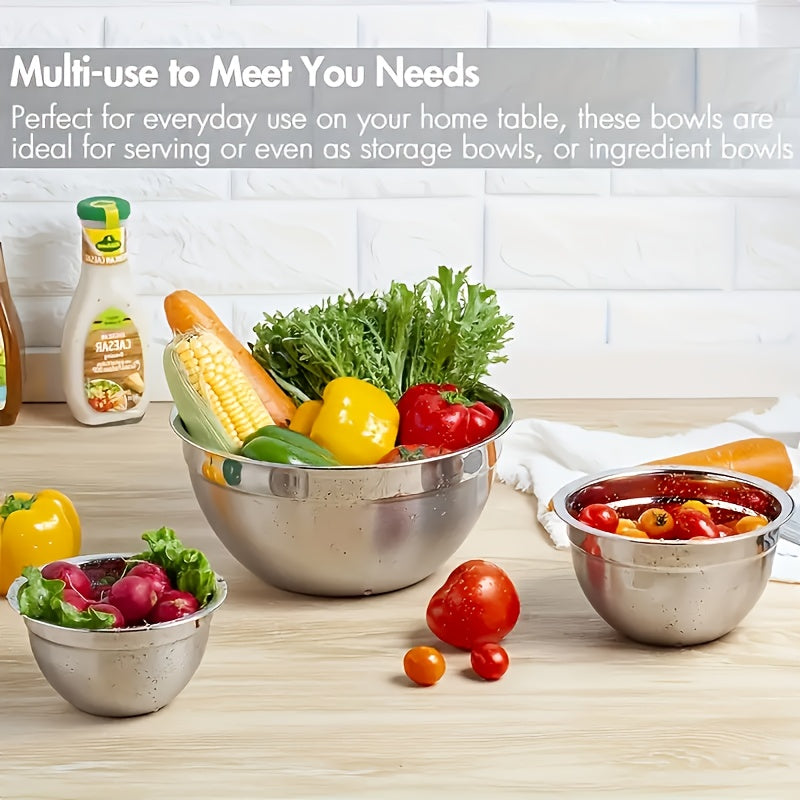 Nesting Stainless Steel Mixing Bowls with Sealed Lids 7pcs Set 0.7 to 4.5Qt Rust Proof Dishwasher Safe Stackable Bowls for Cooking Baking Salad Serving
