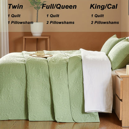 Coin Pattern Quilt Set 2/3 Piece – Lightweight Microfiber Bedspread Soft All-Season Coverlet with Pillow Cases, Twin Full Queen King, Modern Style Bedroom Comforter Set Multiple Colors & Random Color