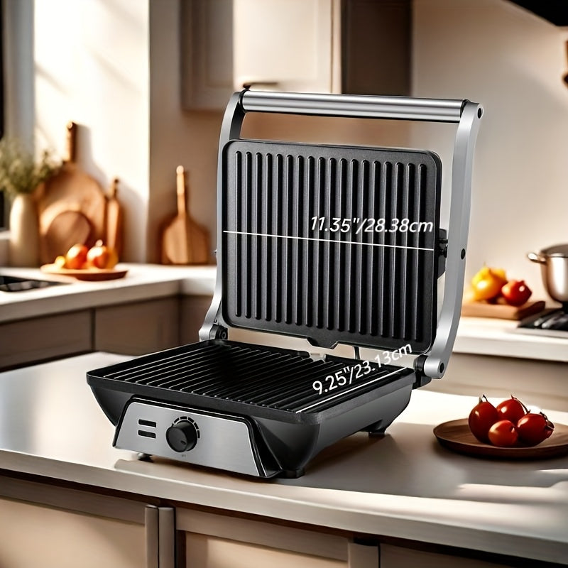 3-in-1 Electric Indoor Grill Panini Press Sandwich Maker with Non-Stick Cooking Plates, Opens 180 Degree Flat Grill, Floating Hinge Fits All Foods, Temperature Control & Grease Tray, Compact Kitchen Appliance