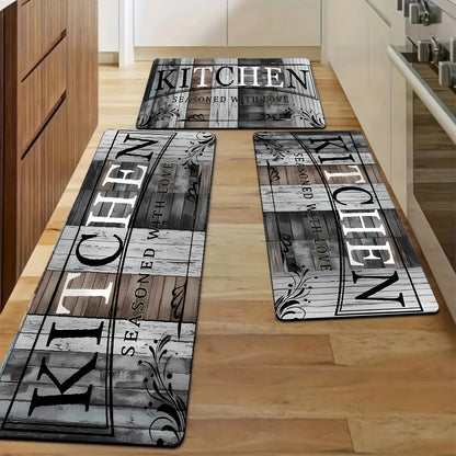 Diatom Mud Kitchen Mat Set of 2 Gray Wood Grain – Anti-Slip Absorbent Machine Washable Runner Rug for Kitchen Bathroom Laundry Room Hallway Entryway Non-Slip Home Decor Floor Carpet