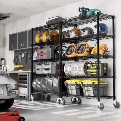 Heavy Duty Adjustable Metal Storage Shelving Unit 4 & 5 Tier - Garage, Pantry, Kitchen & Workshop Organizer Rack, Tool-Free Assembly, Industrial Steel Shelf for Home & Commercial Use