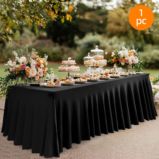 Spandex Table Skirt for 6ft Rectangle Tables 1 or 4 Pack – Black & White Stretch Table Cover Washable Wrinkle Resistant for Wedding Banquet Event Halloween Christmas Patio