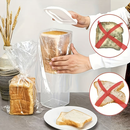 Bread Storage Container with Lid Transparent Flip Top Leak-Proof Reusable Plastic Sealing Box for Bread Toast Fruits Vegetables Rectangle Kitchen Food Storage Red Black