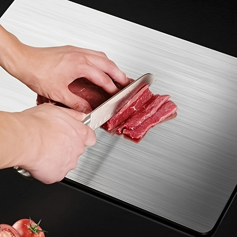 Stainless Steel Cutting Board Set of 3 - Rust-Resistant BPA-Free Dishwasher Safe Kitchen Prep Boards, Antibacterial Metal Chopping Board Set Small Medium Large for Meat Vegetables Fruits