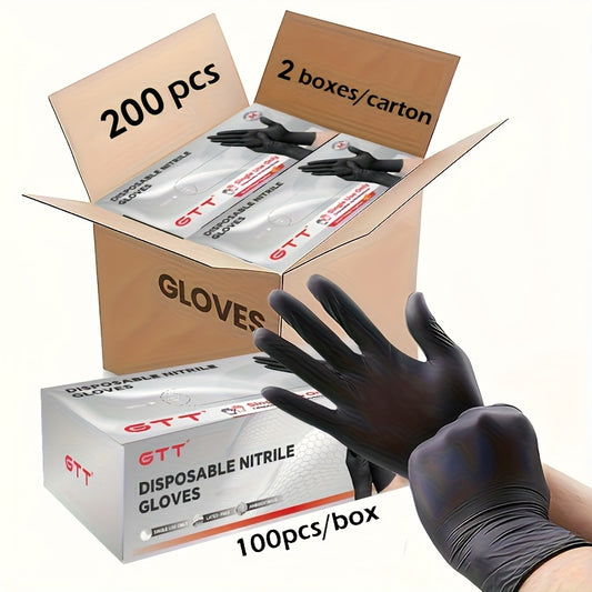 Black Nitrile Disposable Gloves 200 Count – 6 Mil Heavy Duty, Latex-Free, Powder-Free, Chemical Resistant, Flexible Form-Fitting Gloves for Cleaning, Cooking, Automotive & Maintenance, Sizes S-XL