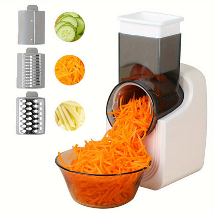 Electric Vegetable Slicer Shredder with Multi Cone Blades – Spiralizer & Salad Maker for Fruits Veggies, Stainless Steel, Semi-Auto, White & Green