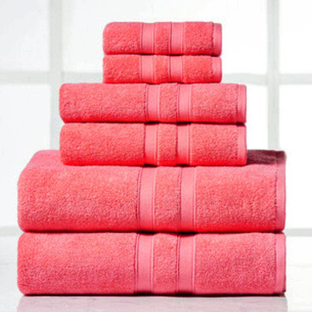 Egyptian Cotton Towel Set 6 Piece – 650 GSM Luxury Bath Towels with Zero Twist Loops, Ultra Soft & Highly Absorbent, Includes 2 Bath Towels, 2 Hand Towels & 2 Washcloths for Bathroom Spa Experience