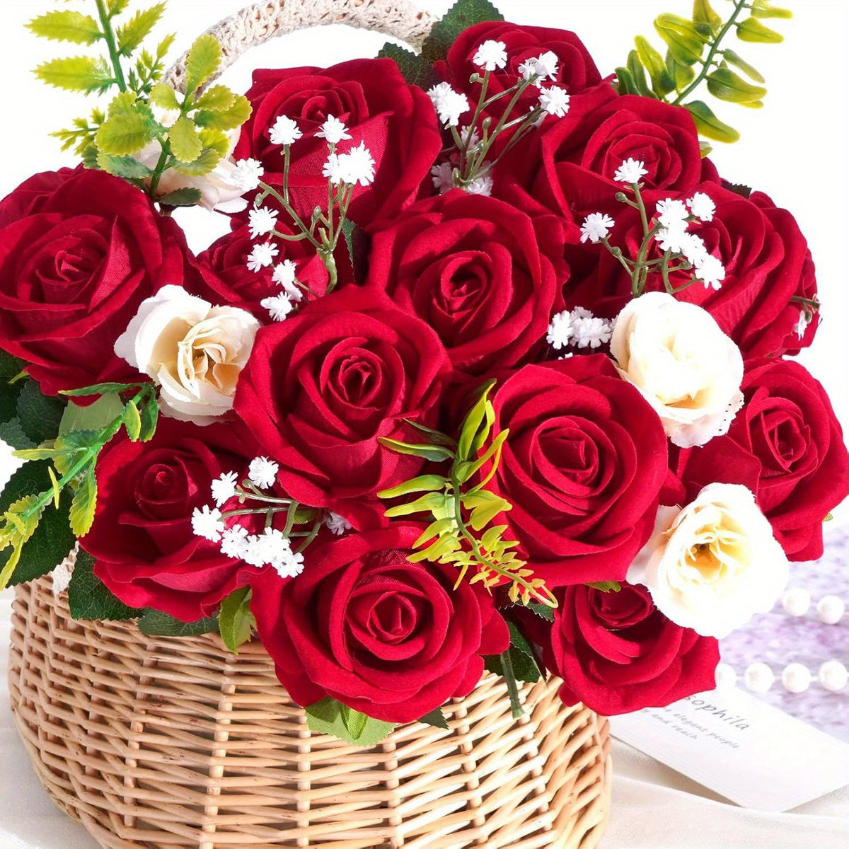 Artificial Roses Bulk with Long Stems Real Touch Velvet Fake Rose Flowers for Wedding Centerpieces, Bridal Bouquet, Valentine's Day, Mother's Day & Home Decor – 50 or 100 Pcs (Red, White, Pink, Black, Blue)