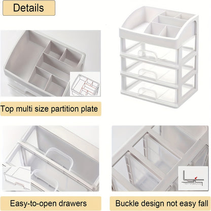 4-Layer Cosmetic Storage Organizer with 3 Pull-Out Drawers Large Capacity Skincare Makeup Desktop Rack No Assembly Bathroom Bedroom Vanity Organizer Gift for Women