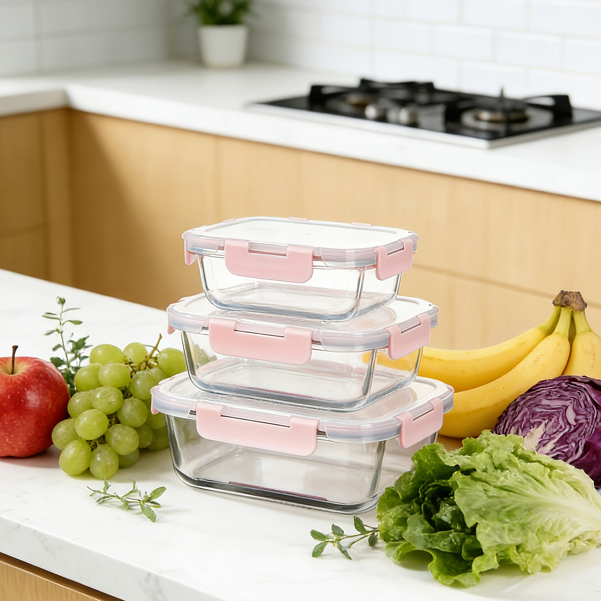 Glass Food Storage Containers 24 Piece Set – Borosilicate Glass Meal Prep Containers with Airtight Lids, Microwave & Dishwasher Safe, Multi-Size for Kitchen Food Storage, Lunch & Leftovers
