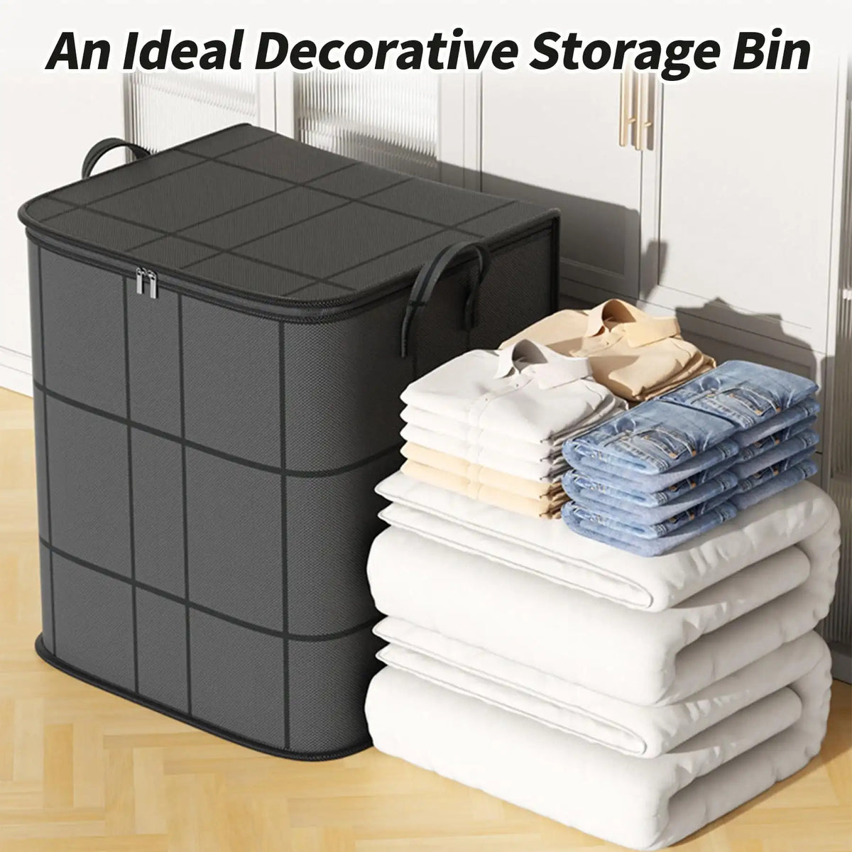 Under Bed Storage Bags 3-Pack Large Foldable Clothing Organizer Bags Thickened Fabric Zipper Closure Reinforced Handles Space-Saving for Clothes Bedding Blankets Wardrobe Moving Home