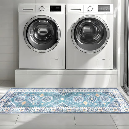 Boho Kitchen Mat Set 3-Piece with Runner – Non-Slip Washable Thick Kitchen Rugs and Mats for Floor, Kitchen Runner Rug for Hallway Laundry Room Holiday Decor