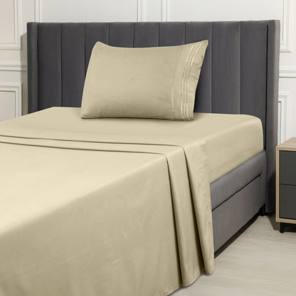 1800 Series Bed Sheets Set 4 Pieces – Brushed Microfiber Deep Pocket Sheet Set with Pillowcases, Cooling & Breathable Bedding for All Seasons, Fade Resistant, Fits Mattresses Up to 16 Inches