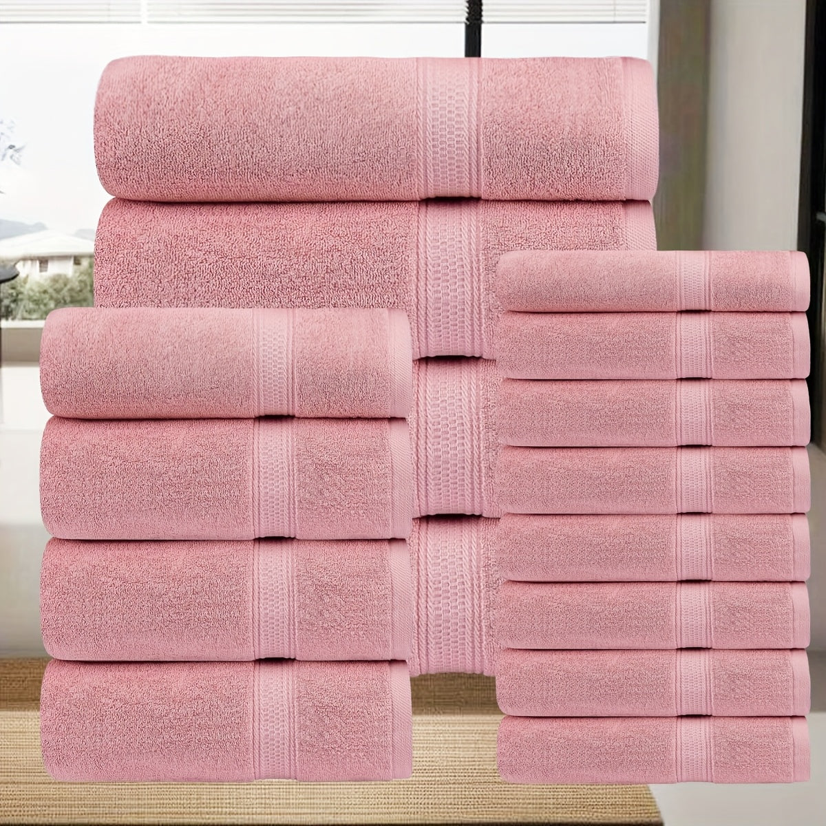 Towel Set 8 Piece & 16 Piece – Soft Absorbent Bath Towels, Hand Towels & Washcloths | Quick Dry Thickened Bathroom Towels for Home Hotel Spa | 12 Colors