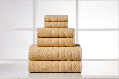 Egyptian Cotton Towel Set 6 Piece – 650 GSM Luxury Bath Towels with Zero Twist Loops, Ultra Soft & Highly Absorbent, Includes 2 Bath Towels, 2 Hand Towels & 2 Washcloths for Bathroom Spa Experience