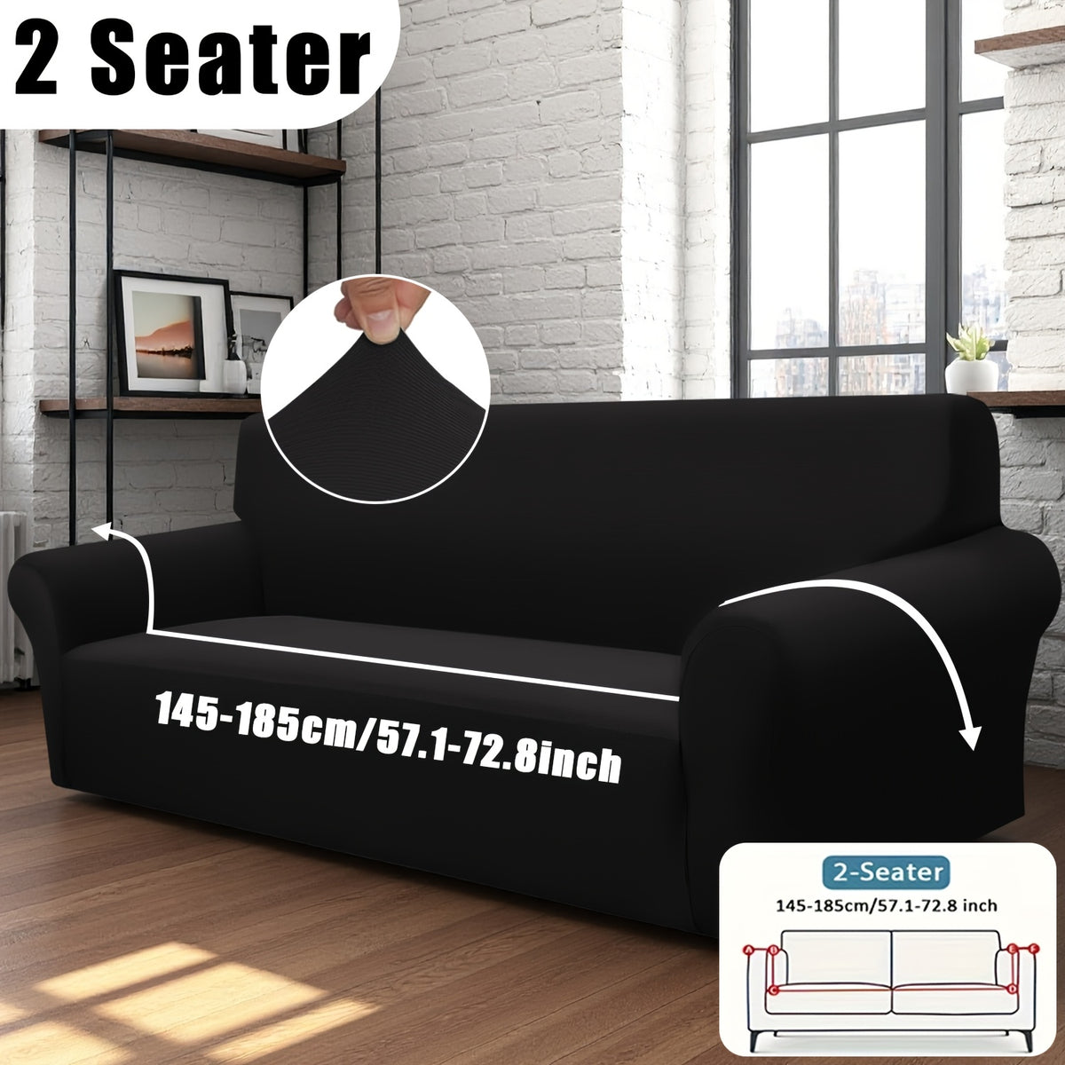 Stretch Sofa Cover with Elastic Band – Milk Fiber Slipcover, Machine Washable, Fits 1 to 4-Seater Sofas & Armchairs, Red Gray Blue Black Coffee