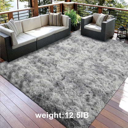 Fluffy Area Rug Non-Slip Soft Plush Carpet for Living Room Bedroom Kitchen Bathroom – Modern Home Decor Floor Mat Easy to Clean – Multiple Sizes & Colors Coffee Gray Black