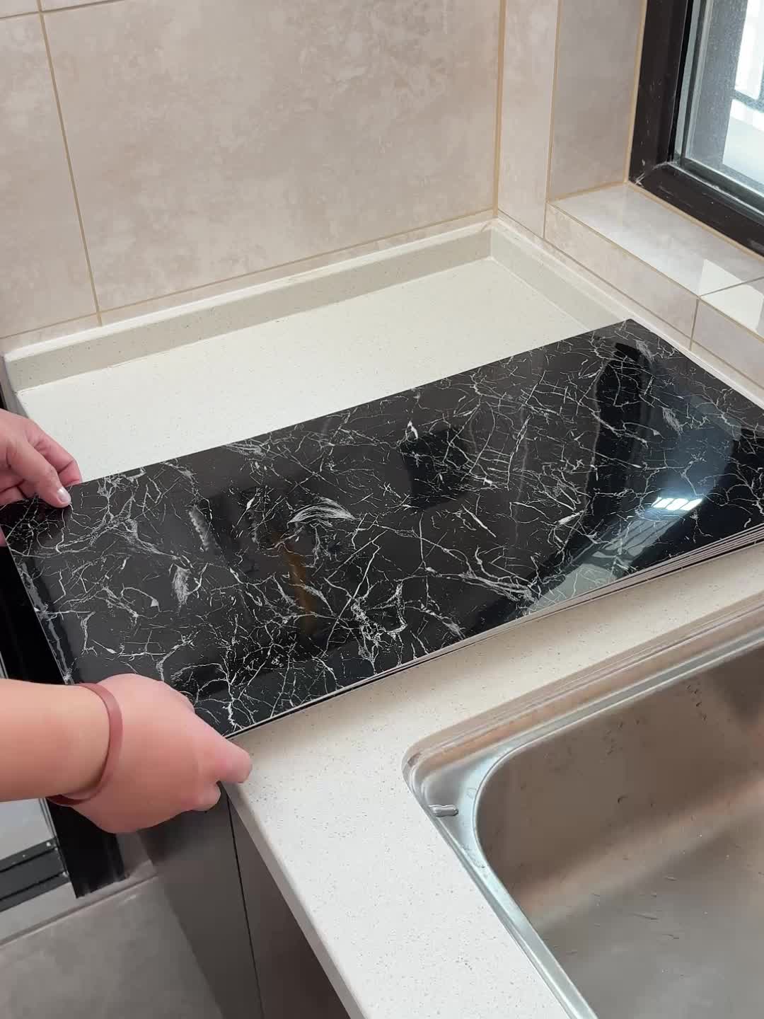 Peel and Stick Marble Tile Wall Panels 20/40 Pack – Self-Adhesive Waterproof Removable Wall Stickers 23.62x11.81 Inch for Kitchen Backsplash Bathroom Living Room Office, Easy Install Home Decor