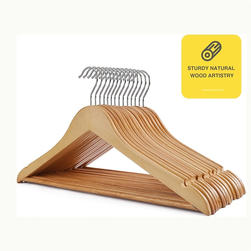 Solid Wood Clothes Hangers 10/20/30 Pack – Heavy-Duty Non-Slip Coat Hangers for Jackets, Dresses & Suits, Space-Saving Sturdy Wooden Closet Organizer for Home, Office & Hotel Wardrobe, Champagne