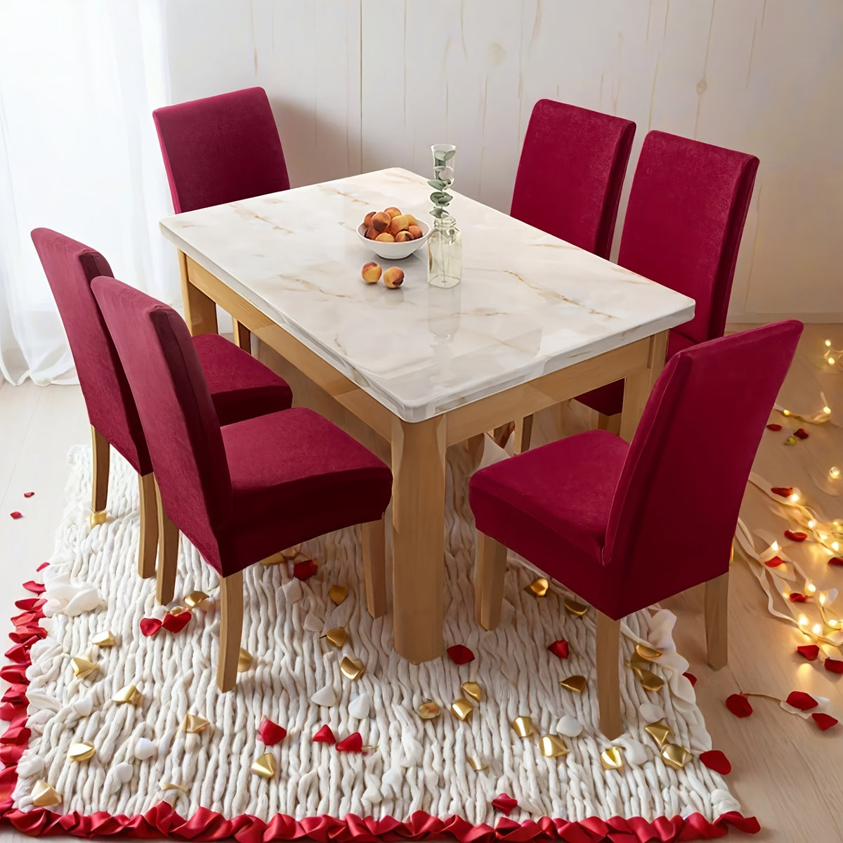 Dining Chair Covers Set of 4 6 Stretch Jacquard Slipcovers, Elastic Chair Cover for Dining Room Kitchen Wedding Office Living Room, Washable Furniture Protector in 9 Colors