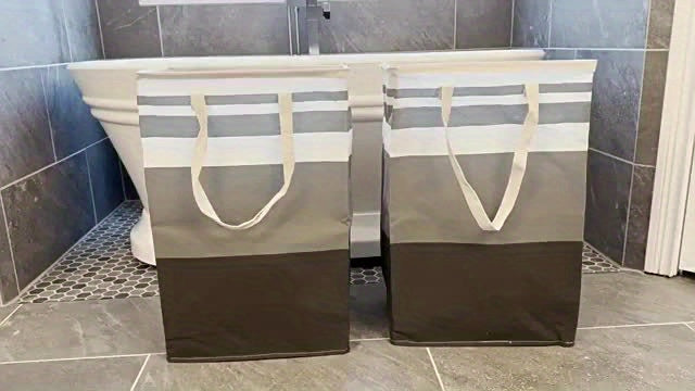 Collapsible Laundry Hamper Set of 3 with Easy Carry Handles, Freestanding Tall Clothes Basket 75L 100L for Bedroom Dorm Bathroom, Foldable Fabric Laundry Baskets
