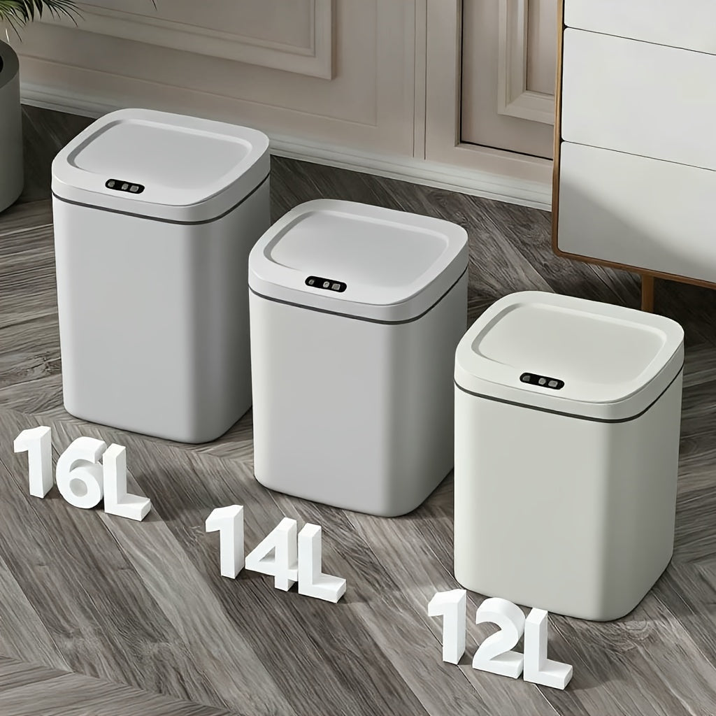 Motion Sensor Trash Can Small Touchless Lidded Smart Waste Bin – 3 to 4 Gallon Automatic Sensor Garbage Can for Bathroom, Kitchen, Office & Home, Minimalist Design