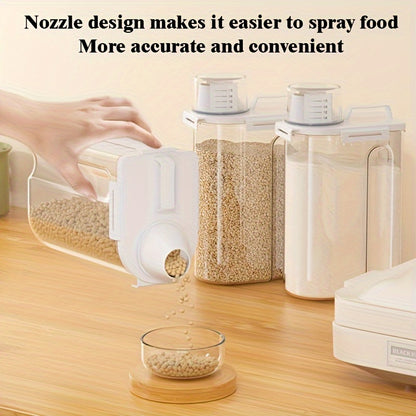 Rice Storage Container 4 Pack 5 Pound – Airtight Sealed Grain Storage Box with Pouring Spout, Thickened BPA-Free Transparent Plastic, Pantry Organizer for Rice, Flour, Cereal, Snacks & Dry Goods