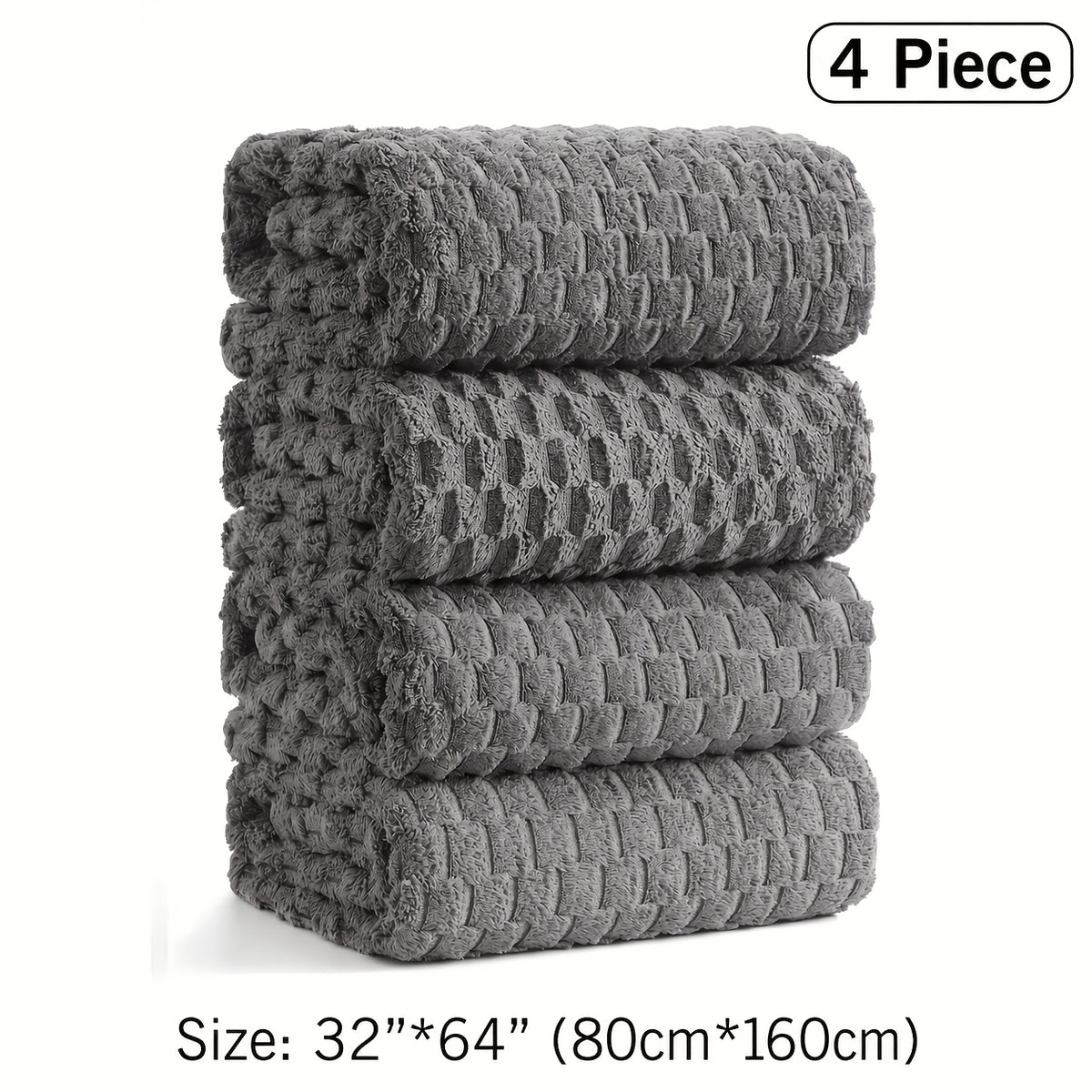 Oversized Bath Towel Set 4-Pack 800GSM Microfiber Extra Large 35"x70" – Ultra Soft Quick-Dry Spa-Grade Towels, Lint-Free, Machine Washable, Beige White Blue Gray for Home, Airbnb & Gifting