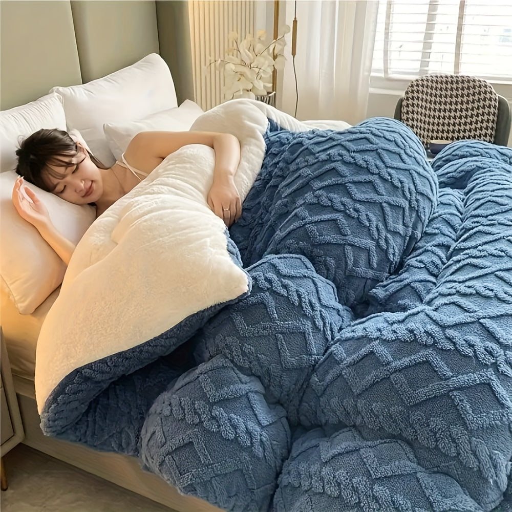 Taffeta Comforter Soft Thick Warm All Season – Luxurious Machine Washable Quilt for Bedroom, Guest Room & Kids Room, Twin Full Queen King, Elegant Gray & Sapphire Blue