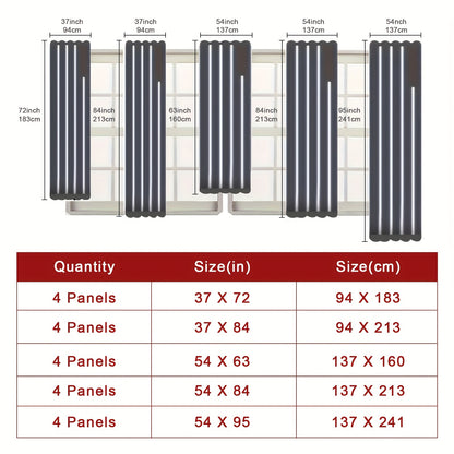 Rod Pocket Curtains 4 Panels Light Filtering – Fade Resistant Polyester Window Drapes for Living Room Bedroom Home Office, Navy Blue Beige Red, 37"-54" Wide