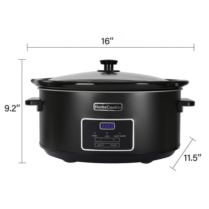 Slow Cooker Digital Programmable 6 or 7 Quart with Non-Stick Ceramic Bowl, Countdown Timer & Keep Warm Function for Family Meals, Soups, Stews & Holiday Cooking – Stainless Steel or Black