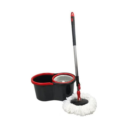 360° Spin Mop and Bucket Set – Wet & Dust Floor Mop for Home with 2 Mop Heads Included Self-Wringing Spinning Mop for Hardwood Tile Laminate & Vinyl Floor Cleaning in Blue or Red