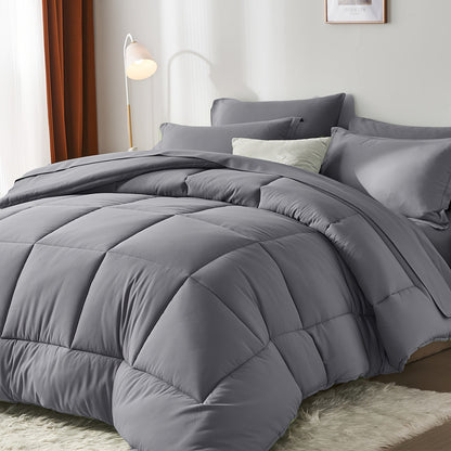 Thin Quilt Comforter Set Twin Full Queen King – Lightweight Breathable Bed in a Bag with Sheets Pillowcases Pillow Shams, All Season Microfiber Bedding Multi-Color