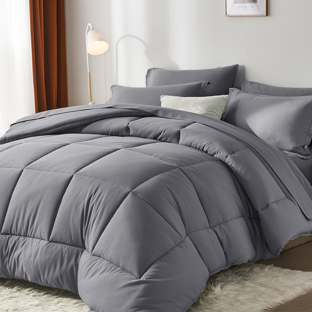 Thin Quilt Comforter Set Twin Full Queen King – Lightweight Breathable Bed in a Bag with Sheets Pillowcases Pillow Shams, All Season Microfiber Bedding Multi-Color