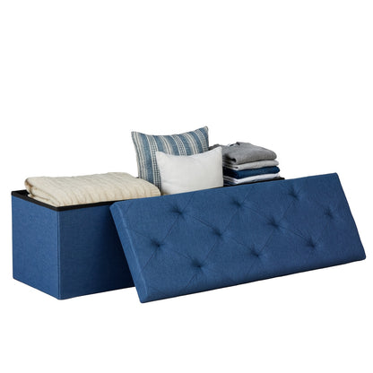 Storage Ottoman Bench 43 Inch 660 LB Capacity Folding End of Bed Bench with Padded Seat, Large Storage Chest Foot Rest Stool for Bedroom Living Room Entryway, Available in Nylon & Leather, Multiple Colors