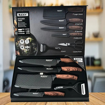 Kitchen Knife Set Forged Stainless Steel Professional 6 or 7 Piece Ultra Sharp Chef Knives – Includes Boning Slicing Carving Fish Butcher Knife & Scissors – Durable Meat & Fish Cutting Knife Set