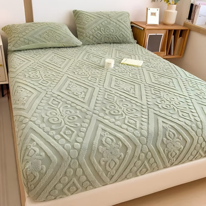 Velvet Mattress Cover Bed Protector Thickened Warm Fitted Mattress Pad European Style Taff Velvet Bed Cover Twin Full Queen King California King Fall Winter Bedroom