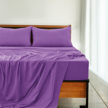 Soft Microfiber Bed Sheet Set 4-Piece 1800 Series 16 Inch Deep Pocket Hotel Luxury Cooling Sheets with Embroidered Pillowcases, Fade & Shrink Resistant, Twin to Cal King, 20 Colors