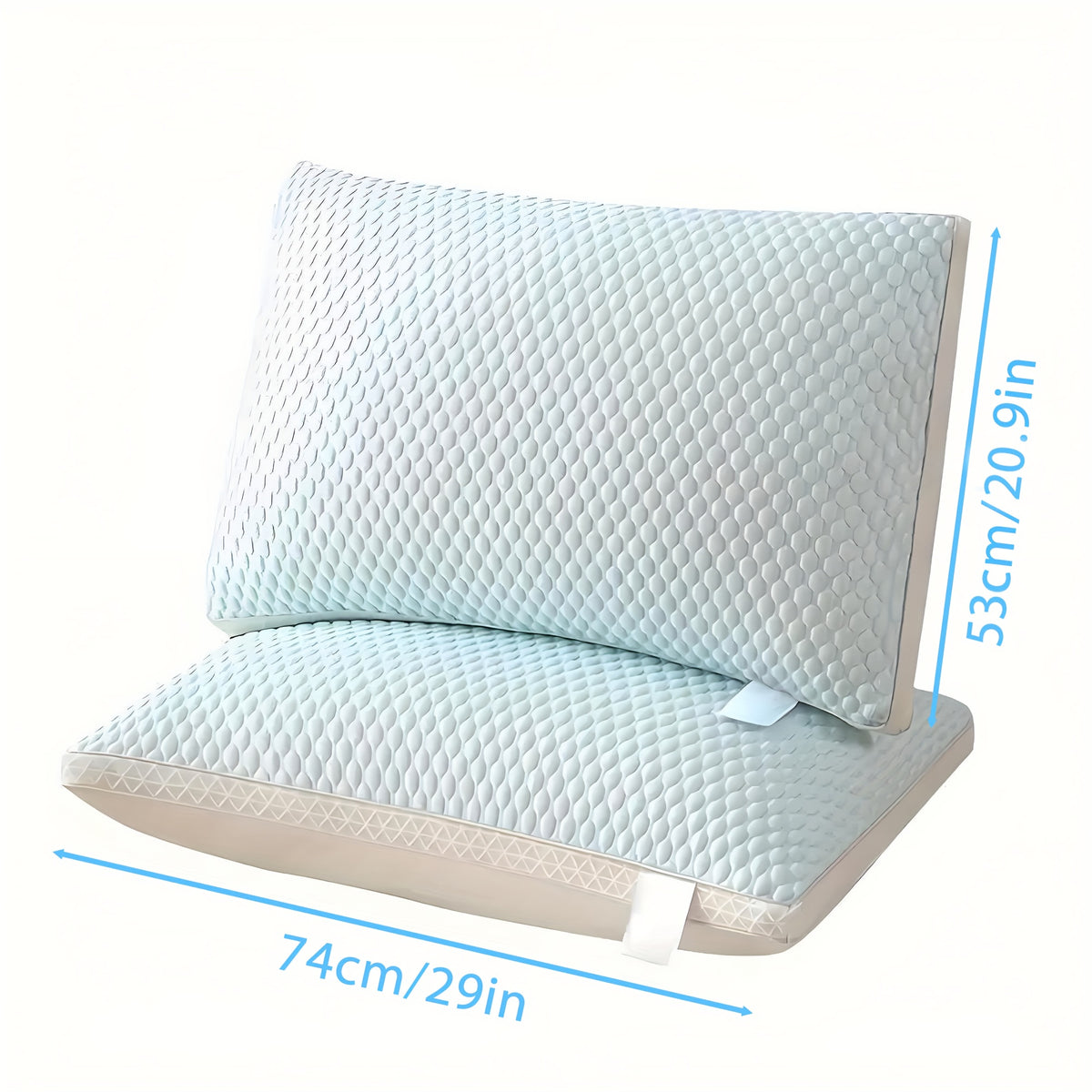 Neck Support Pillows Set of 2 - Cooling Bed Pillows for Sleeping, Adjustable Shredded Fill Pillow for Side, Back & Stomach Sleepers, Machine Washable Cervical Pillow for Bed, Sofa & Dorm, Blue Gray