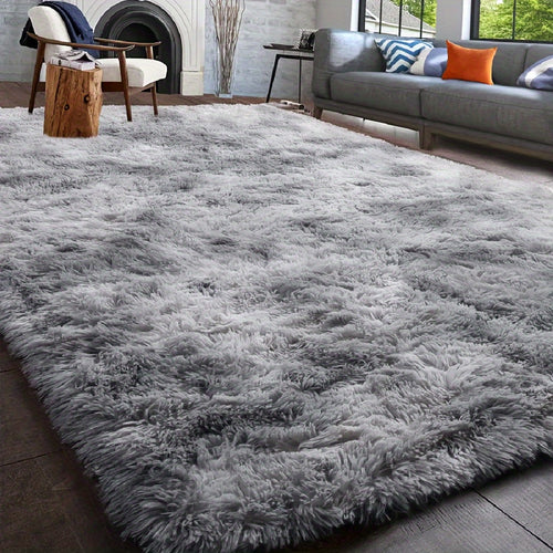 Fluffy Area Rug Non-Slip Soft Plush Carpet for Living Room Bedroom Kitchen Bathroom – Modern Home Decor Floor Mat Easy to Clean – Multiple Sizes & Colors Coffee Gray Black