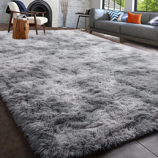 Fluffy Area Rug Non-Slip Soft Plush Carpet for Living Room Bedroom Kitchen Bathroom – Modern Home Decor Floor Mat Easy to Clean – Multiple Sizes & Colors Coffee Gray Black
