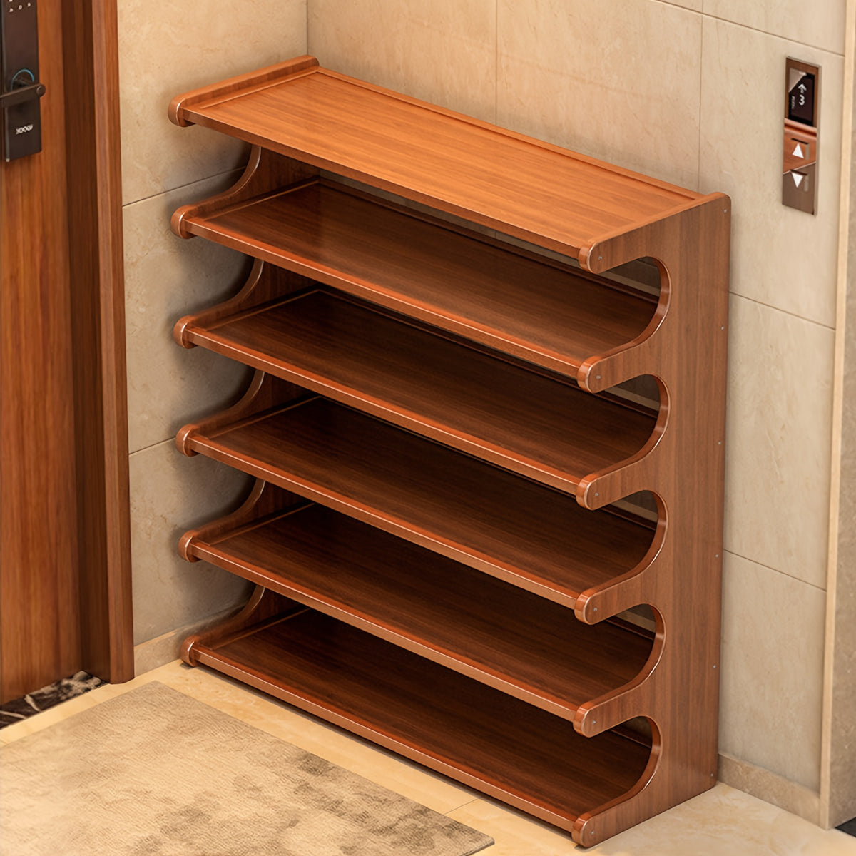 Bamboo Shoe Rack Freestanding 3 5 6 Tier Wood Grain Finish Space Saving Shoe Shelf Entryway Bedroom Closet Dorm Easy Assembly Shoe Storage Organizer Brown