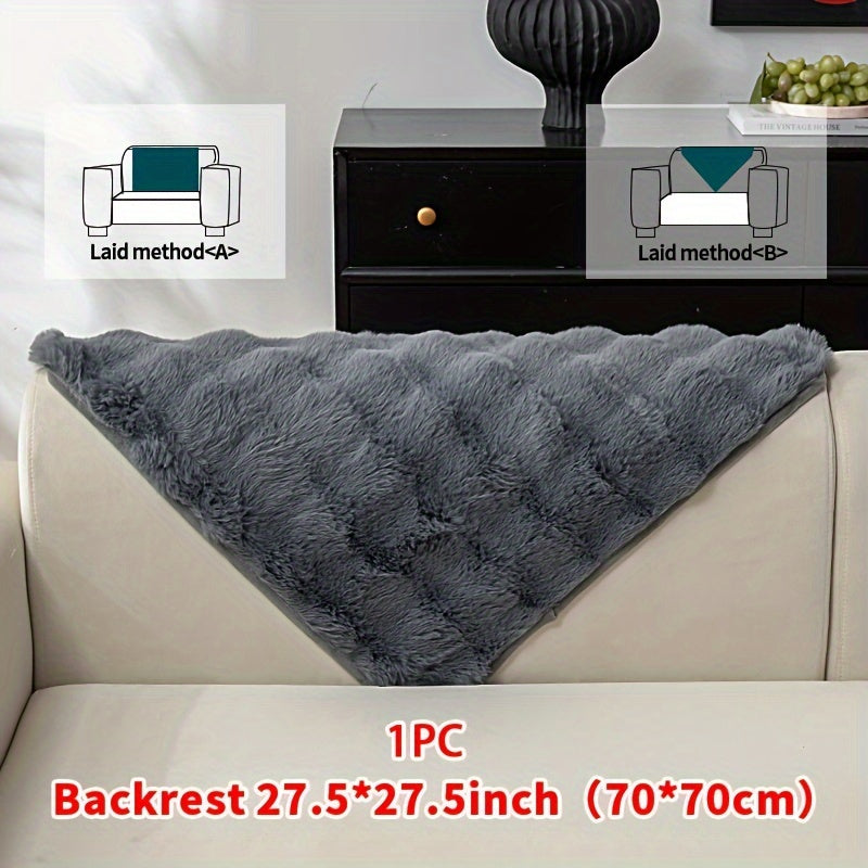 Faux Rabbit Plush Sofa Cover Winter Warm Thickened Anti-Slip Furniture Protector – Soft Pet-Friendly Couch Cover for Living Room Bedroom Office, 4 Colors